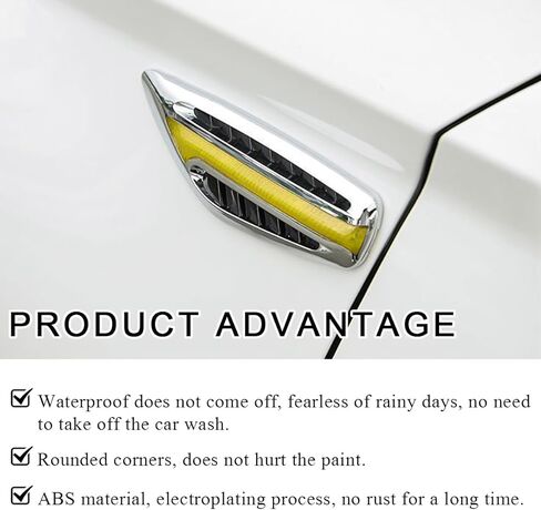 2 PCS Car Hood Vent Trim, Waterproof Stylish Vehicle Air Flow Fender Side Vent Decor Sticker, Durable Car Air Flow Intake Hole Stickers, Car Exterior Decorative Accessories (White) in Saudi Arabia