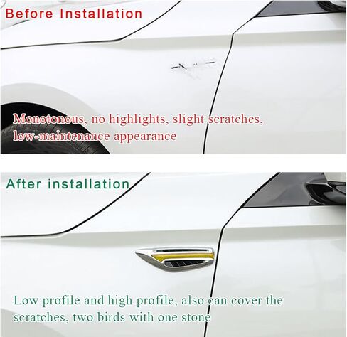 2 PCS Car Hood Vent Trim, Waterproof Stylish Vehicle Air Flow Fender Side Vent Decor Sticker, Durable Car Air Flow Intake Hole Stickers, Car Exterior Decorative Accessories (White) in Saudi Arabia