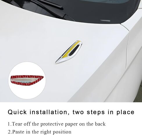 2 PCS Car Hood Vent Trim, Waterproof Stylish Vehicle Air Flow Fender Side Vent Decor Sticker, Durable Car Air Flow Intake Hole Stickers, Car Exterior Decorative Accessories (White) in Saudi Arabia