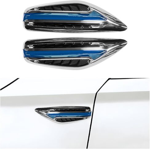2 PCS Car Hood Vent Trim, Waterproof Stylish Vehicle Air Flow Fender Side Vent Decor Sticker, Durable Car Air Flow Intake Hole Stickers, Car Exterior Decorative Accessories (White) in Saudi Arabia
