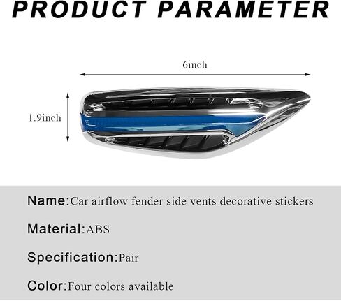 2 PCS Car Hood Vent Trim, Waterproof Stylish Vehicle Air Flow Fender Side Vent Decor Sticker, Durable Car Air Flow Intake Hole Stickers, Car Exterior Decorative Accessories (White) in Saudi Arabia