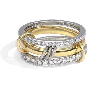 Gold Rings for Women Non Tarnish, Interlocking Stackable Rings for Women Gold, Mixed Metal Sterling Silver Tarnish Free Gold Jewelry Rings