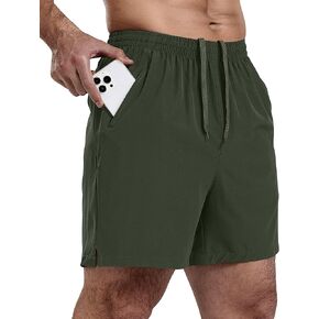 Men's Athletic Running 5 Inch,Gym Workout Shorts for Men Lightweight Active Sports Running Shorts with Zip Pockets