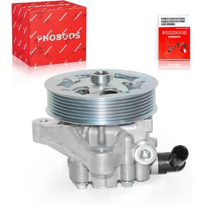 PHOBOOS Power Steering Pump Compatible with Honda Accord 2008-2012 L4 2.4L, with Outlet & Pulley, Smooth Steering, Low Noise, High Durability, Ref. 21-5495
