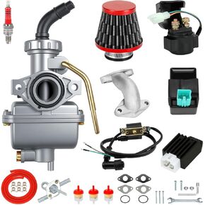 PZ20 Carburetor Ignition Coil Starter Solenoid Relay Kit Compatible with 125cc 110cc Tao tao Coolster ATV Chinese 4-Stroke Kazuma Baja Lifan Vitacci Go Kart Quad 4 Wheeler Pit Dirt Bike Parts