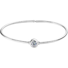 Moissanite Solitaire Cuff Bangle, 0.5ct D Color VVS1 Clarity Bracelet fit 7" Below Wrist, 925 Silver Bracelet for Women Wife Girlfriend Birthday Jewelry Gifts (Silver)