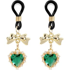 2Pcs Rhinestone Bowknot Fake Nipple Rings for Women, Non-Piercing Dangle Nipple Ring, Nipple Noose, Sexy Fake Nipple Piercing Jewelry