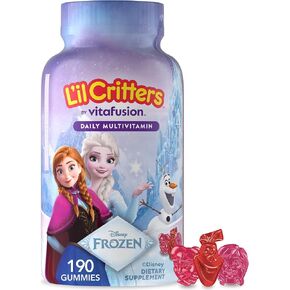L'il Critters Frozen Daily Kids Multivitamin Gummies Assorted Berry Flavors for Ages 2+ Toddlers and Kids, Disney Multivitamin Gummies with 11 Essential Nutrients, 95-190 Day Supply, 190 Gummies