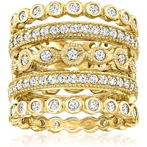 Ross-Simons 2.50 ct. t.w. CZ Jewelry Set: 5 Eternity Bands in 18kt Gold Over Sterling