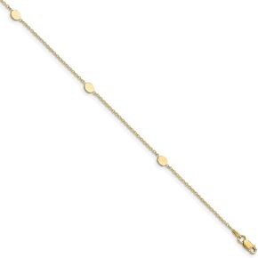 Avariah Solid 14K Yellow Gold Polished w/1in ext. Anklet - 10" - Made In Italy