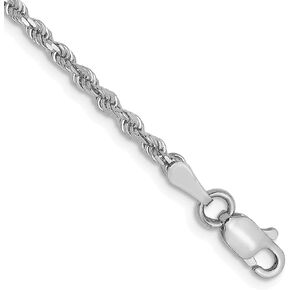 Avariah Solid 14K White Gold 2mm Diamond-Cut Rope Chain Anklet -7.0" 8.0" 10.0"