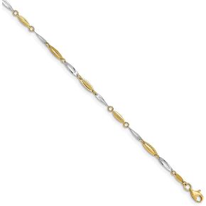 Avariah Gold 14K Two-tone Polished with 1in ext. Anklet - 9"