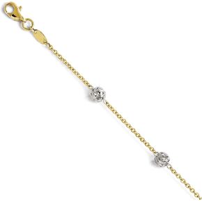 Avariah Gold 14K Two-tone Polished and Diamond-cut Anklet - 10"