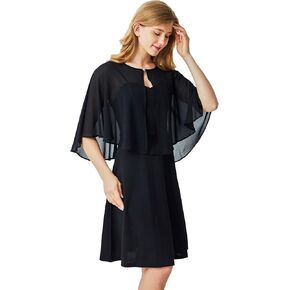 شالات ciormis chiffon capelet للسيدات واللفائف لفساتين السهرة ، والزفاف الرسمي لباس شال تستر فوق in Kuwait