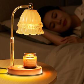 Candle Warmer Lamp with Timer Dimmable, Adjustable Height, House Warming Gifts New Home Decor, Mothers Day Birthday Gifts for Mom Women, Bedroom Decor with 2 Bulbs (Elegant Teardrop)