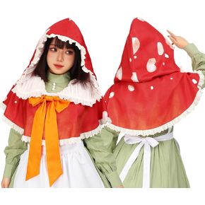 DAZCOS Women‘s Red Mushroom Hat Cowl Gnome Cosplay toad Cap Cottagecore Costume for Christmas Halloween ﻿
