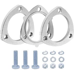 3-Bolt 3 inch/76mm Stainless Steel Exhaust Flange & Exhaust Gasket with Bolts & Nuts for Automotive Replacement Exhaust Flanges
