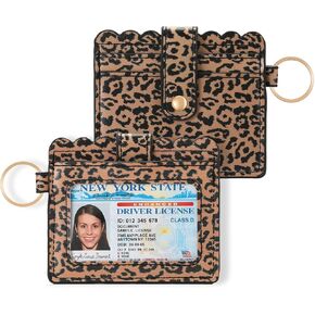 حامل بطاقة الائتمان نحيف محفظة حظر محفظة RFID للنساء مع سلسلة المفاتيح ونافذة الهوية