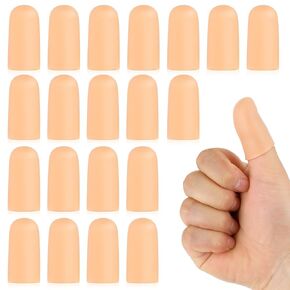 Finger Cots 20Pcs Gel Finger Caps Gloves,Silicone Finger Protectors,Finger Caps Finger Sleeves Thumb Protector for Finger Arthritis,Finger Cracking Finger Pain Relief (White)