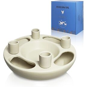 Ceramic Advent Wreath Taper Candlestick 4 Seats Black Candle Holder Elegant Candle Stand for Holiday Modern Home Party Table Decor DIY