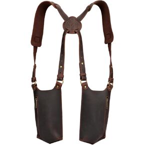 Tourbon Leather Shoulder Holster Phone Holder Concealed Armpit Wallet Pocket Anti-Theft Multipurpose Double Pouches Adjustable Straps