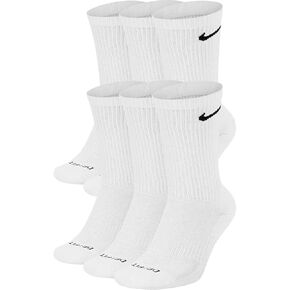 جوارب NIKE Dri-Fit للتدريب اليومي PLUS MAX مبطَّنة طاقم جوارب 6 أزواج من الذئب الرمادي الأسود بشعار سووش أسود) مقاس كبير 8-12 in Saudi Arabia