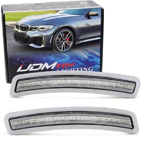 iJDMTOY Euro Black-Out Smoked Front Bumper Side Marker Reflex Lens Compatible With BMW 2019-2022 G20 3 Series 320i 330i 340i M340i, Replace OEM Amber Reflectors