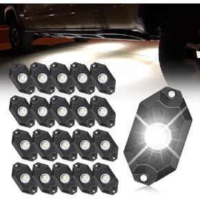 OPP ULITE Led Rock Light Pure White 20PCS, High Power Waterproof Shockproof Underbody Interior Wheel Lights, for Trucks RZR Off Road Boat ATV UTV SUV, (20pc White)