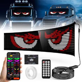 Led Eyes for Car - Large Size Windshield Eyes Animated Led Devil Eyes Light for Cars,DIY Programmable Flex Colorful Eye Lamp Soft Screen for Car Truck Windows with App Control (35.35 * 7.56 Inch)