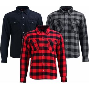 Men's Motorcycle Riding Flannel Shirt, Concealed Carry Jacket,CE Approved with Level 1 Protection Kevlar on Protected Areas