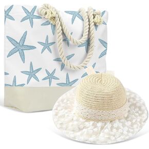 Beach Bag Sun Straw Hat, Tote Bag for Women Friends Travel Gifts, Aloha Bags Waterproof Travel Vacation Essentials