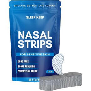 Extra Strength Nasal Strips to Stop Snoring | Sleep Nose Strips for Breathing Relief and Anti-Snore Support | Opens Airways for Deeper Rest | Comfortable and Stays On - Clear 60 Pack