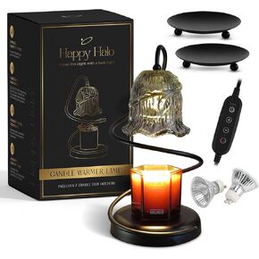 Candle Warmer Lamp with Dimmer & Timer, 2 Bulbs + Bonus Candle Trays – Candle Lamp Warmer for Jar Candles, Gifts for Women, Bedroom Decor, Housewarming Gift, Vintage Aesthetic