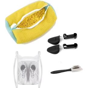 Shoe Laundry Cleaning Bag for Sneakers Tennis Shoes, 1pc shoe bag for Washing Machine, 2 Pairs of Adjustable Shoe Trees, 1 Cleaning Shoe Brush, 1 Bag for Drying Shoes, bolsa de zapatos para lavadora