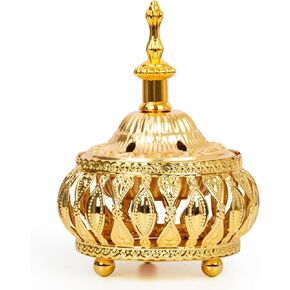 Golden Incense Holder, Frankincense Charcoal Incense Resin Stand, Bakhoor Incense Burner, Ideal for Aromatherapy Yoga Spa, Home Christian Church Censer