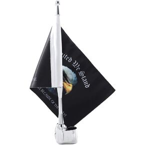 GUAIMI Motorcycle Flag Pole Mount & 5.5'' x 9'' United We Stand Flag, Chrome Aluminium, Wall Mount, Fits GL1800 GL1500 Goldwing All Years