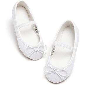 Toddler Flower Girl Dress Shoes - Little Girl Ballet Flats Elastic Straps Wedding Party