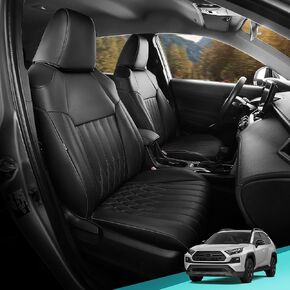 Seat Covers for Toyota RAV4 1:1 Custom Fit - Leather Car Seat Covers Full Set for RAV4 2019-2025 LE XLE Limited XLE Premium Gas Model (not for Hybrid) - Black