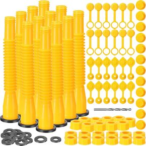 24 Kit Gas Can Spout Replacement Set Gas Can Nozzle Kit Includes Gas Tank Nozzle Gas Can Caps Spout Cap Gasket Vent Cap Drill Bit Fit Most 1/2/5/10 Gal Oil Cans