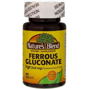 Nature's Blend Ferrous Gluconate Tablets, 100 Count