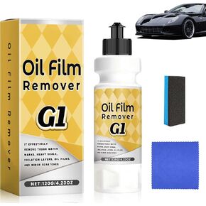 G1 Car Glass Cleaner, G1 Car Glass Polishing Compound, Oil Film Remover for Auto Window - Removes Water Spots, Road Oils, Windshield Haze, Improves Visibility for Windows and Mirrors (1pcs)