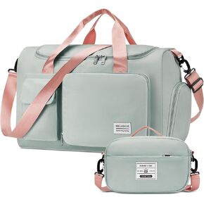 Sports Gym Bag with Shoes Compartment, Travel Duffle Bag Weekender Bags for Women with Toiletry Bag, Carry on Overnight Bag Gym Duffel Bag with Wet Pocket