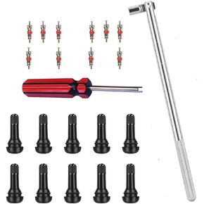 TR413 Valve STEM STEM STEM STENP SETUP SETUP 1 X Valve Core Remover 1 x Valve STEM STEM PROSTER 10 X SNAP-IN SECT مع مراكز جذع الصمام (22 ٪)
