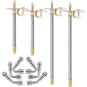 7"/12" Valve Stem Extension, 10 Pcs/Set Stainless Steel Tire Valve Extension Flexible Braided Tire Valve Extender 45/90/135 Degree Brass Valve Stem Extenders for Car Truck Motorhome RV Trailer Vehicle