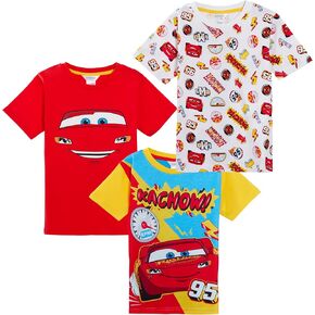Disney Boys 3 Pack Cars T-Shirts Lightning McQueen Dress Up Top Short Summer Tees