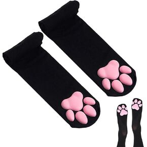 Cat Paw Socks, Thigh High Soft 3D Paw Pad Toe Beans Stockings for Women Cat Cosplay