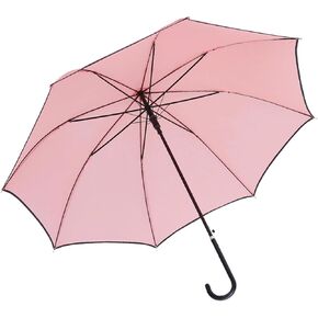 ThreeH Classic Long Stick Umbrella with Large Leather Handle Windproof Automatic Open Lightweight Rain Umbrella