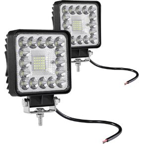 4 Inch Marine LED Lights for Boat Truck ATV UTV SUV, 60W LED Fog Driving Off Road Lights with Flood Spot Combo, 12V 24V Waterproof Led Light Bar, White Beam, 2Pcs