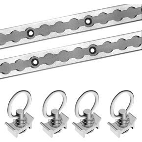24" L-Track Rail Tie Down System Black, Truck Bed Rail System with L-Track Single Stud O-Ring Fittings, Aluminum LTrack Rail for Truck and Trailer to Secure Motorcycles, ATVs and Bikes
