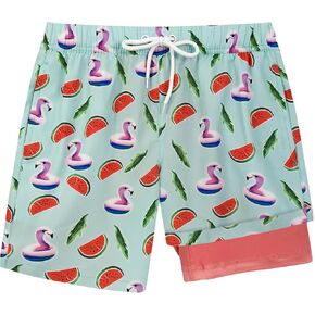 Boys Swim Trunks with Compression Liner Comfortable Quick Dry Swimsuit Beach Shorts for 5-16 Years